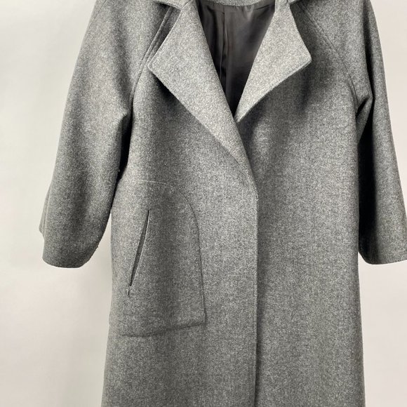Grey Flannel Modern Korean Car Coat, 3/4 Sleeves, Single Snap Closure, Size M/L - Picture 3 of 8